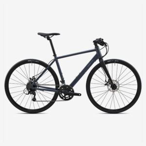 Dámsky cestný bicykel RC120 s rovnými riadidlami sivý VAN RYSEL