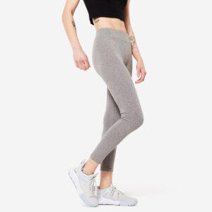 Dámske 7/8 legíny Fit+ 500 Slim na fitness sivé melírované DOMYOS