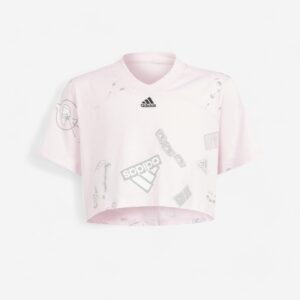 Dievčenský Crop top na cvičenie ružový ADIDAS