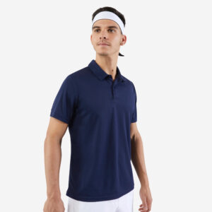 Pánske polo tričko Essential na tenis s krátkym rukávom tmavomodré ARTENGO