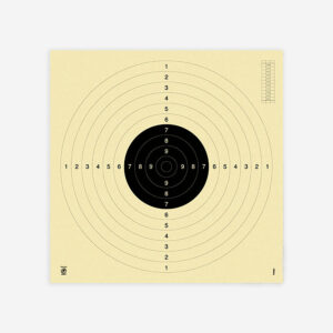 Biely terč na streľbu pištoľou zo vzdialenosti 25 m