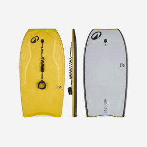 Bodyboard 500 Mesh pre pokročilých dvojitý stringer zlato-sivý OLAIAN