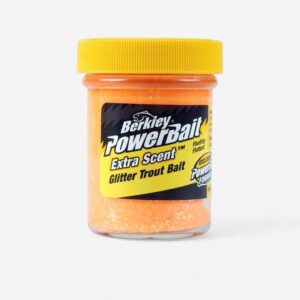 Cesto na lov pstruhov v rybníku oranžové fluo s flitrami 50 g BERKLEY