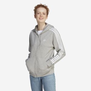 Dámska mikina na fitnes s kapucňou sivá ADIDAS