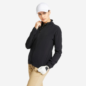 Dámska vodoodpudivá bunda do vetra RW500 čierna INESIS