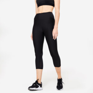 Dámske 7/8 legíny 120 na fitness čierne DOMYOS