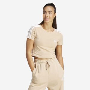 Dámske crop slim tričko na fitnes Soft Training béžové ADIDAS