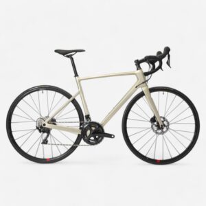 Dámsky cestný bicykel EDR karbónový rám kotúčové brzdy Shimano 105 béžový VAN RYSEL