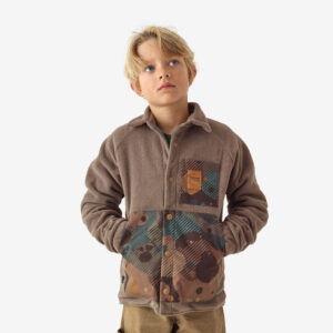 Detská vrchná fleecová košeľa 500 hnedá SOLOGNAC