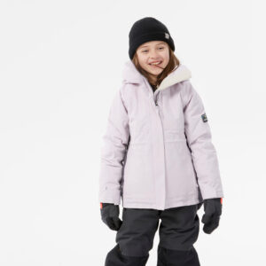 Dievčenská snowboardová bunda SNB 500 dlhá a veľmi odolná ružová DREAMSCAPE