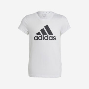 Dievčenské tričko s veľkým logom bielo-čierne ADIDAS