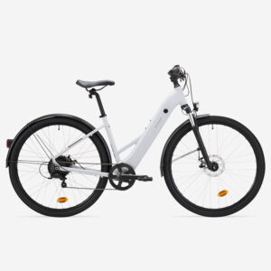 Elektrický trekingový bicykel E-ACTV 100 nízky rám sivý ROCKRIDER