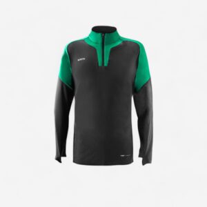 Futbalová mikina VIRALTO CLUB 1/2 zips sivo-zelená KIPSTA