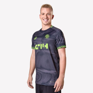 Futbalový dres Viralto II Wavy krátky rukáv čierno-žltý KIPSTA