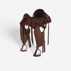 Kožené jazdecké sedlo Escape na vychádzky hnedé FOUGANZA