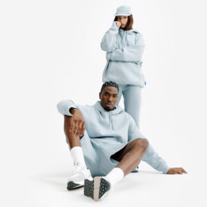 Mikina Relax s kapucňou unisex modrá DECATHLON