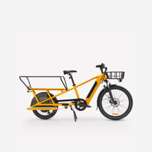 Nákladný elektrobicykel R500E Longtail so zadným nosičom žltý BTWIN