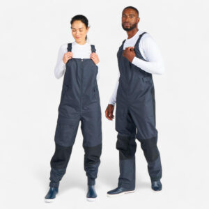 Náprsenkové nohavice 300 na jachting unisex sivé TRIBORD