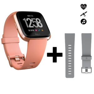 Náramkové hodinky Versa s pulzomerom na zápästí broskyňové + sivý remienok FITBIT