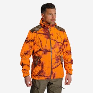 Nehlučná nepremokavá poľovnícka bunda Light Treemetic fluo 500 SOLOGNAC