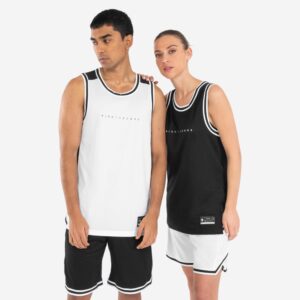 Obojstranný basketbalový dres T500 unisex čierno-biely TARMAK