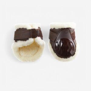 Ochranné gamaše 500 z umelej ovčej kožušiny pre kone hnedé 2 ks FOUGANZA