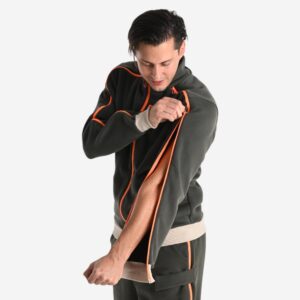 Pánska mikina na zips jednoduchým odopínaním – olivová zelená DECATHLON