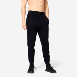 Pánske fitness tepláky moltonové čierne DOMYOS