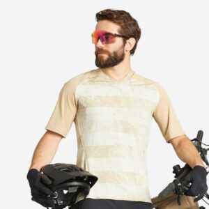 Pánsky dres All Mountain s krátkym rukávom béžový ROCKRIDER