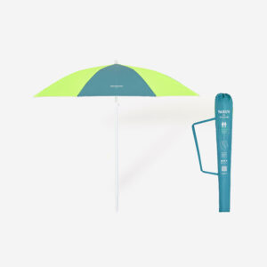 Plážový slnečník Paruv Windstop SPF 50+ pre 2 osoby modro-žltý DECATHLON