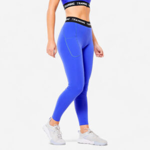 Pohodlné a hebké dámske legíny na kardio fitnes modré DOMYOS