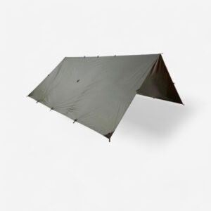 Prístrešok Tarp Bushcraft 4x4 m na bivak s nepremokavou plachtou kaki SOLOGNAC