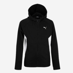 Puma detská mikina na zips s kapucňou čierno-biela PUMA