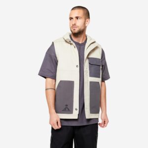 Skateboardová vesta Collection Signature Damestoy s vreckami béžovo-sivá DECATHLON