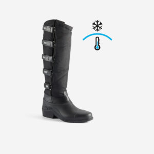 Teplé jazdecké čižmy na suchý zips čierne KERBL