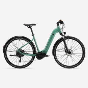 Trekingový elektrobicykel E-ACTV 500 E stredový motor nízky rám zelený ROCKRIDER