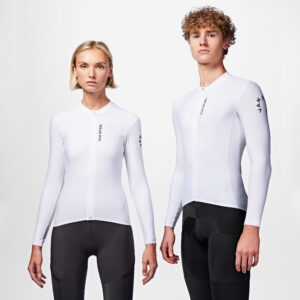 Unisex dres na cestnú cyklistiku Racer 2 dlhý rukáv bielo-čierny VAN RYSEL