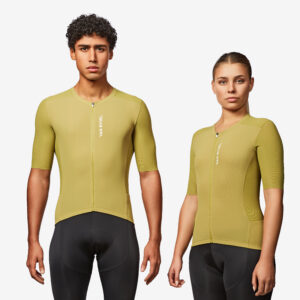 Unisex letný cyklistický dres Racer 2 krátky rukáv kaki VAN RYSEL