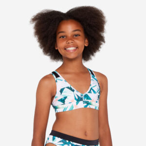 Vrchný trojuholníkový diel plaviek pre dievčatá Lily biely OLAIAN