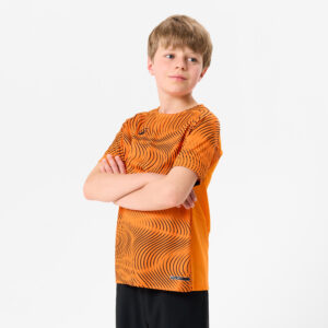 Detský futbalový dres Wavy Club oranžovo-čierny KIPSTA