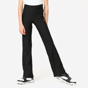 Dievčenské fitness legíny zvonové s vysokým pásom čierne DECATHLON