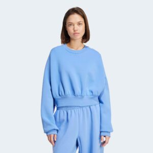 ADIDAS ALL SZN dámska voľná luxusná mikina s crop strihom modrá ADIDAS