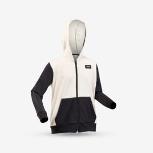 Detská mikina Hoodie 500 na skateboard a snowboard hrejivá a hebká béžovo-čierna DREAMSCAPE