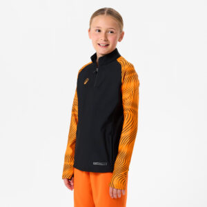 Detská mikina Viralto CLUB Wavy s 1/2 zipsom čierno-oranžová KIPSTA