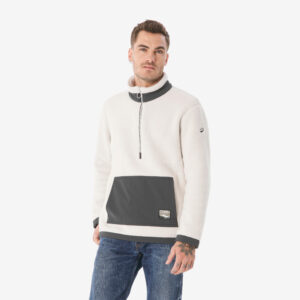 Pánska turistická mikina MH100 sherpa 1/2 zips béžová QUECHUA