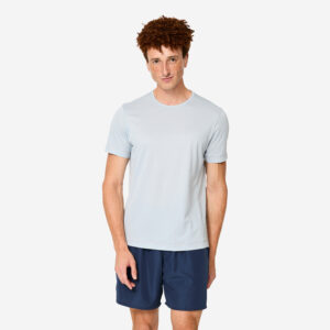 Pánske fitness tričko s krátkymi rukávmi sivé DOMYOS